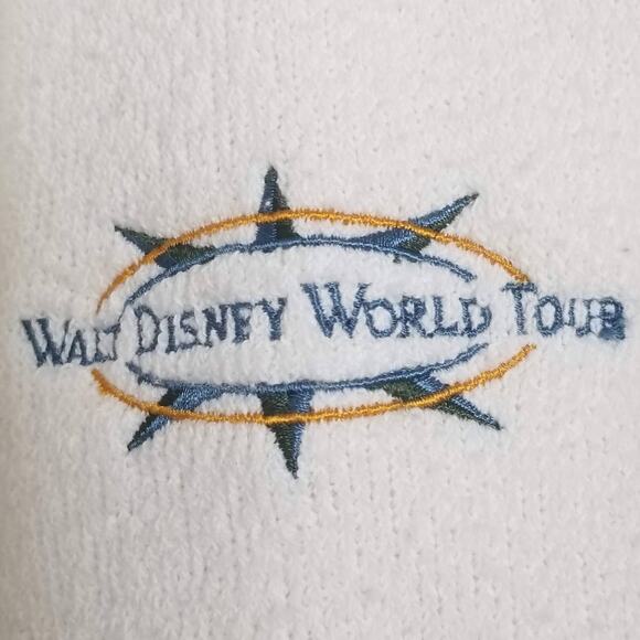 VTG 90s Walt Disney World Tour Terry Cloth Lounge Sweat Pants Size M Cream Parks - Picture 3 of 11